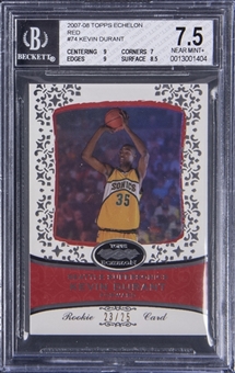 2007-08 Topps Echelon Red #74 Kevin Durant Rookie Card (#23/25) - BGS NM+ 7.5